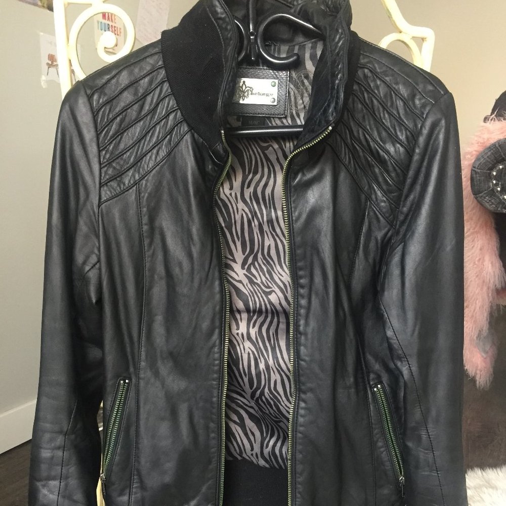Mackage Black Leather jacket size M